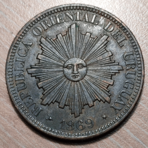URUGUAY 4 CENTESIMOS 1869 H EBC