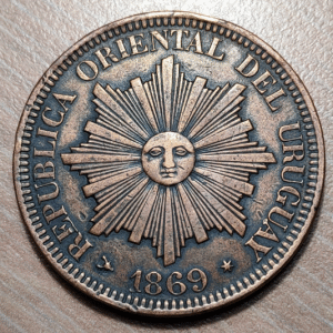 URUGUAY 4 CENTESIMOS 1869 H MBC