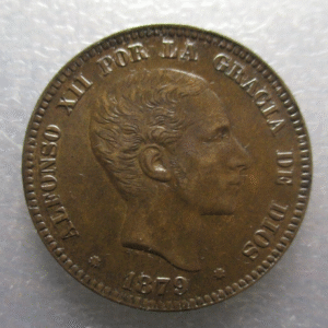 ESPAÑA ALFONSO XII BARCELONA 10 CENTIMOS 1879 OM EBC/EBC+