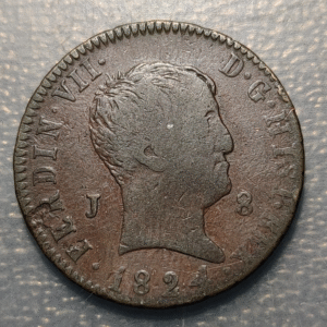 SPAIN FERDINANDO VII FERNANDO VII JUBIA 8 MARAVEDIS 1824