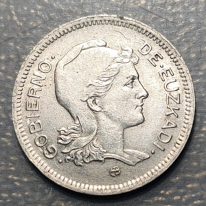 SPAIN CIVIL WAR EUZKADI GOVERNMENT 1 PESETA 1937