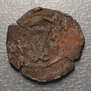 SANTO DOMINGO JOHANNA & CHARLES V OF SPAIN JUANA Y CARLOS 4 MARAVEDIS ND (1542)