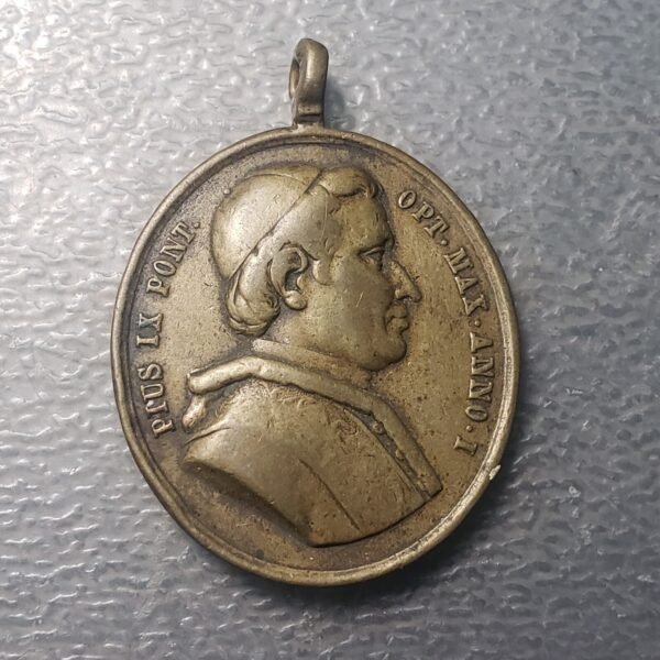 MEDALLA RELIGIOSA 1847 PAPALES VATICANO PAPA PIO IX / CARLO ALBERTO 37x27 mm - Imagen 2