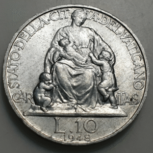 VATICANO PIO XII 10 LIRE 1948 ALUMINIO SC-/SC