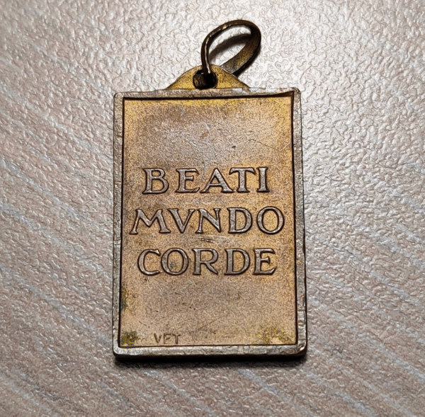 MEDALLA RELIGIOSA CON ESMALTES BEATI MUNDO ORDEN CANTO GREGORIANO 23x14mm 2,88g - Imagen 2