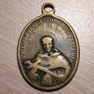 MEDALLA RELIGIOSA SAN FILIPPO BENIRRI SIERVOS DE MARIA 1885 32x21mm 4,51g