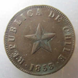 CHILE SANTIAGO 1 CENTAVO 1853