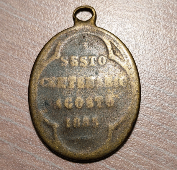 MEDALLA RELIGIOSA SAN FILIPPO BENIRRI SIERVOS DE MARIA 1885 32x21mm 4,51g - Imagen 2