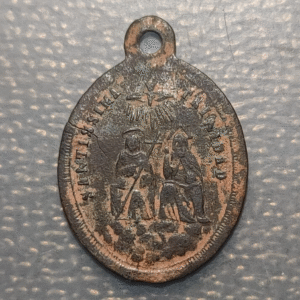 MEDALLA RELIGIOSA SANTISIMA TRINIDAD ORACION BRONCE 23x16mm