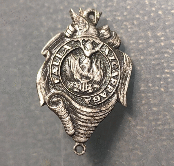 MEDALLA VALENCIA FALLAS INSIGNIA FALLA AZCARRAGA FALTA PASADOR METAL PLATEADO