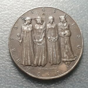 ALEMANIA MEDALLA CALENDARIO DOMINGOS 1954 SONNTAGE ZODIACO SOL 40 mm BRONCE