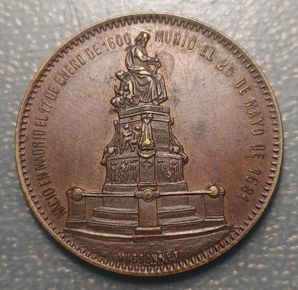 MEDALLA CALDERON DE LA BARCA 2º CENTENARIO FDO: MASSOMET 1681-1881 MADRID