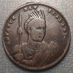 MEDALLA NUEVA ZELANDA TOKEN PENIQUE 1881 COLGADA RARA
