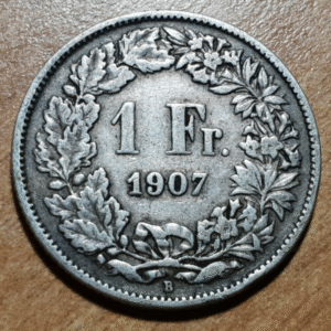 SUIZA SWITZERLAND 1 FRANCO 1 FRANC 1907 B BC+/MBC-