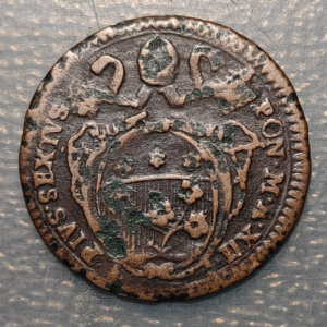 ESTADOS PAPALES PIO VI (1775-1799) QUATTRINO ROMANO ANNO XII (1786)