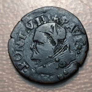 ESTADOS PAPALES PABLO V (1605-1621) FERRARA QUATTRINO 1613 PROTECTOR FERRARIAE