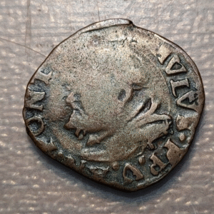 ESTADOS PAPALES PABLO V (1605-1621) FERRARA QUATTRINO 1613 PROTECTOR FERRARIAE
