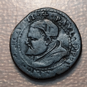 ESTADOS PAPALES PABLO V (1605-1621) FERRARA QUATTRINO 1613 PROTECTOR FERRARIAE