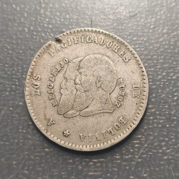BOLIVIA 1/2 MELGAREJO 1865 BC+