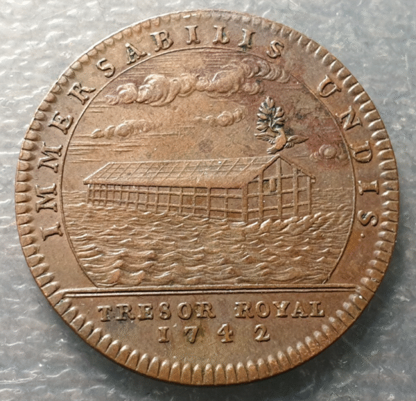 FRANCIA FRANCE LUIS XV LOUIS XV JETON 1742 TRESOR REAL MBC+/EBC- - Imagen 2