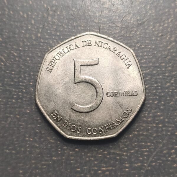 NICARAGUA 5 CORDOBAS 1980 KM 44 EBC+ - Imagen 2