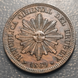 URUGUAY 2 CENTESIMOS 1869 H BIRMINGHAM