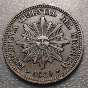 URUGUAY 2 CENTESIMOS 1869 H BIRMINGHAM
