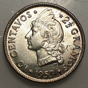 REPUBLICA DOMINICANA SANTO DOMINGO 10 CENTAVOS 1959 SC UNC