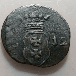 POLAND GDANSK DANZIG NAPOLEON FRENCH OCCUPATION SZELAG 1 SCHILLING 1812 M SCARCE