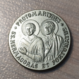 MEDALLA RELIGIOSA JUBILEO AÑO SANTO 2000 SANTOS HERMAGORA FORTUNATO 28mm 10,49g