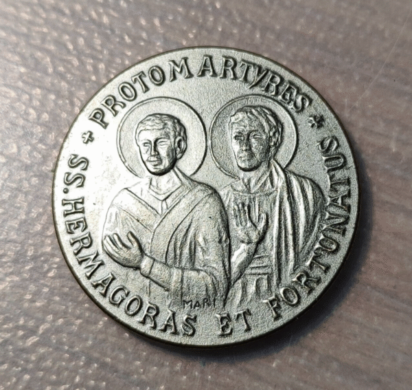 MEDALLA RELIGIOSA JUBILEO AÑO SANTO 2000 SANTOS HERMAGORA FORTUNATO 28mm 10,49g