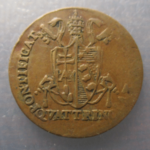 ESTADOS PAPALES PONTIFICIO VATICANO PIO VII QUATTRINO 1816 B BOLONIA