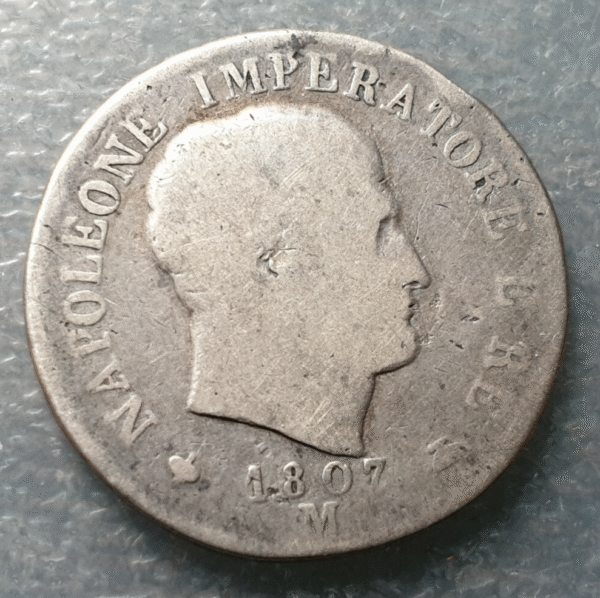 ITALIA REINO DE NAPOLEON BONAPARTE 2 LIRAS 2 LIRE 1807 M MILAN MUY ESCASA BC