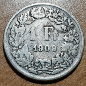 SUIZA SWITZERLAND 1 FRANCO 1 FRANC 1909 B BC