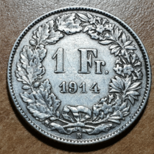 SUIZA SWITZERLAND 1 FRANCO 1 FRANC 1914 B MBC