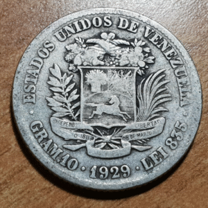 VENEZUELA 2 BOLIVARES 1929 BC+