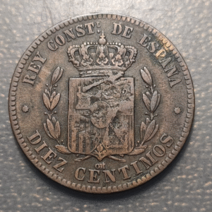 ESPAÑA ALFONSO XII 10 CENTIMOS 1877 (RESELLO 40)