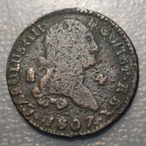 ESPAÑA SEGOVIA CARLOS IV 4 MARAVEDIS 1807