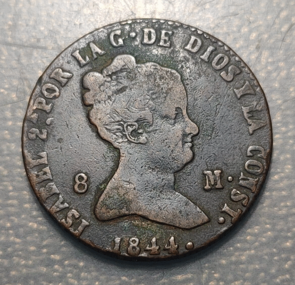 ESPAÑA SEGOVIA ISABEL II 8 MARAVEDIS 1844
