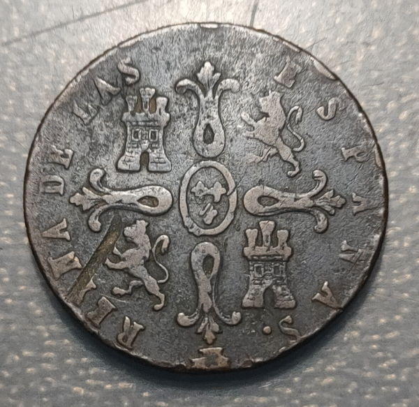 ESPAÑA SEGOVIA ISABEL II 8 MARAVEDIS 1844 - Imagen 2
