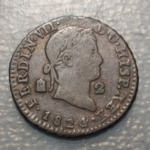 ESPAÑA SEGOVIA FERNANDO VII 2 MARAVEDIS 1824