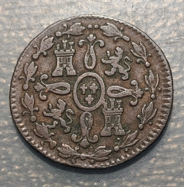 ESPAÑA SEGOVIA FERNANDO VII 2 MARAVEDIS 1824 - Imagen 2
