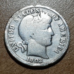 ESTADOS UNIDOS EEUU UNITED STATES USA 10 CENTS 1 DIME 1902 O BARBER BC/BC+