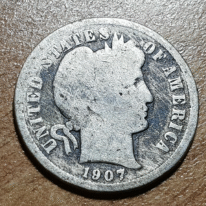 ESTADOS UNIDOS EEUU UNITED STATES USA 10 CENTS 1 DIME 1907 O BARBER BC