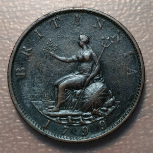 GREAT BRITAIN GRAN BRETAÑA GEORGE III 1/2 PENNY 1799 MBC