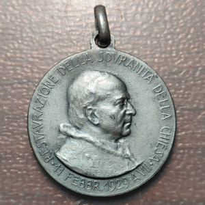 ITALIA VATICANO MEDALLA PIO X VITTORIO EMANUELE III PACTOS LATERANENSES 11F 1929
