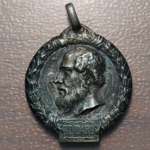 ITALIA MEDALLA TOURING CLUB VIASEA GRECIA 1907 PINDARO SPQR ESCUDO ROMA PLATA