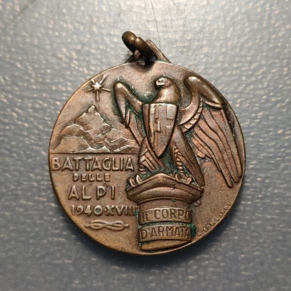 MEDALLA 1940 ITALIA II GUERRA MUNDIAL WWII BATALLA DE LOS ALPES II CUERPO ARMADA
