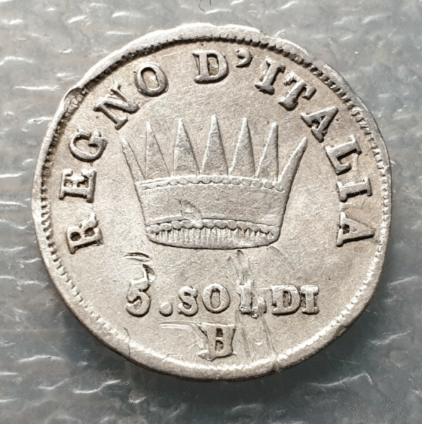 ITALIA REINO DE NAPOLEON BONAPARTE 5 SOLDI 1813 B/M BOLONIA BOLOGNA MUY ESCASA