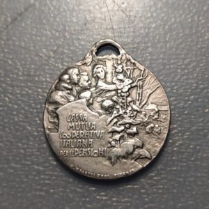 MEDALLA ITALIA FLORENCIA CAJA MUTUA COOPERATIVA ITALIANA PENSIONES PLATA 30x26mm